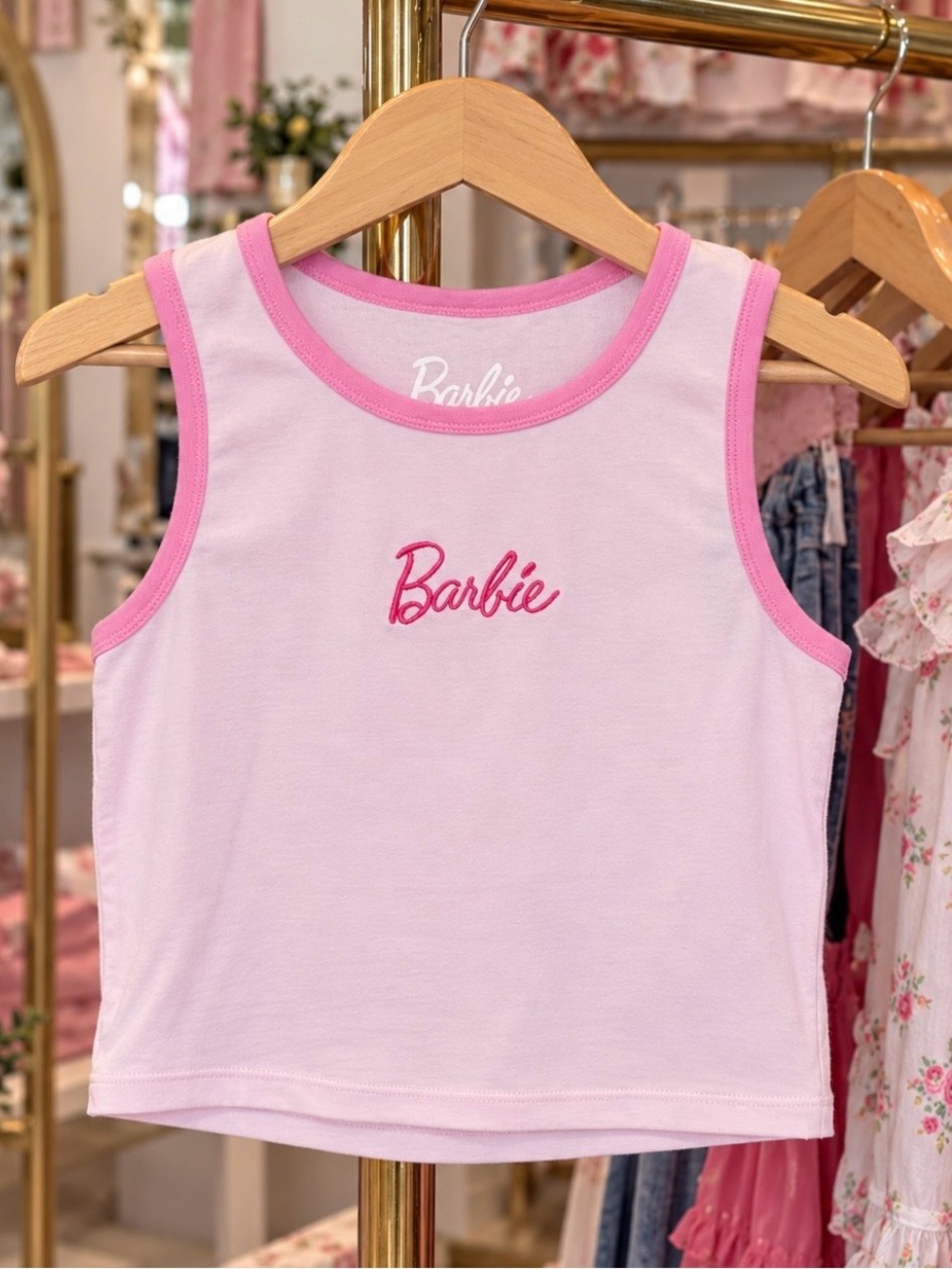 Women’s Barbie Pink Sleeveless Soft Tank Crop Top size Medium